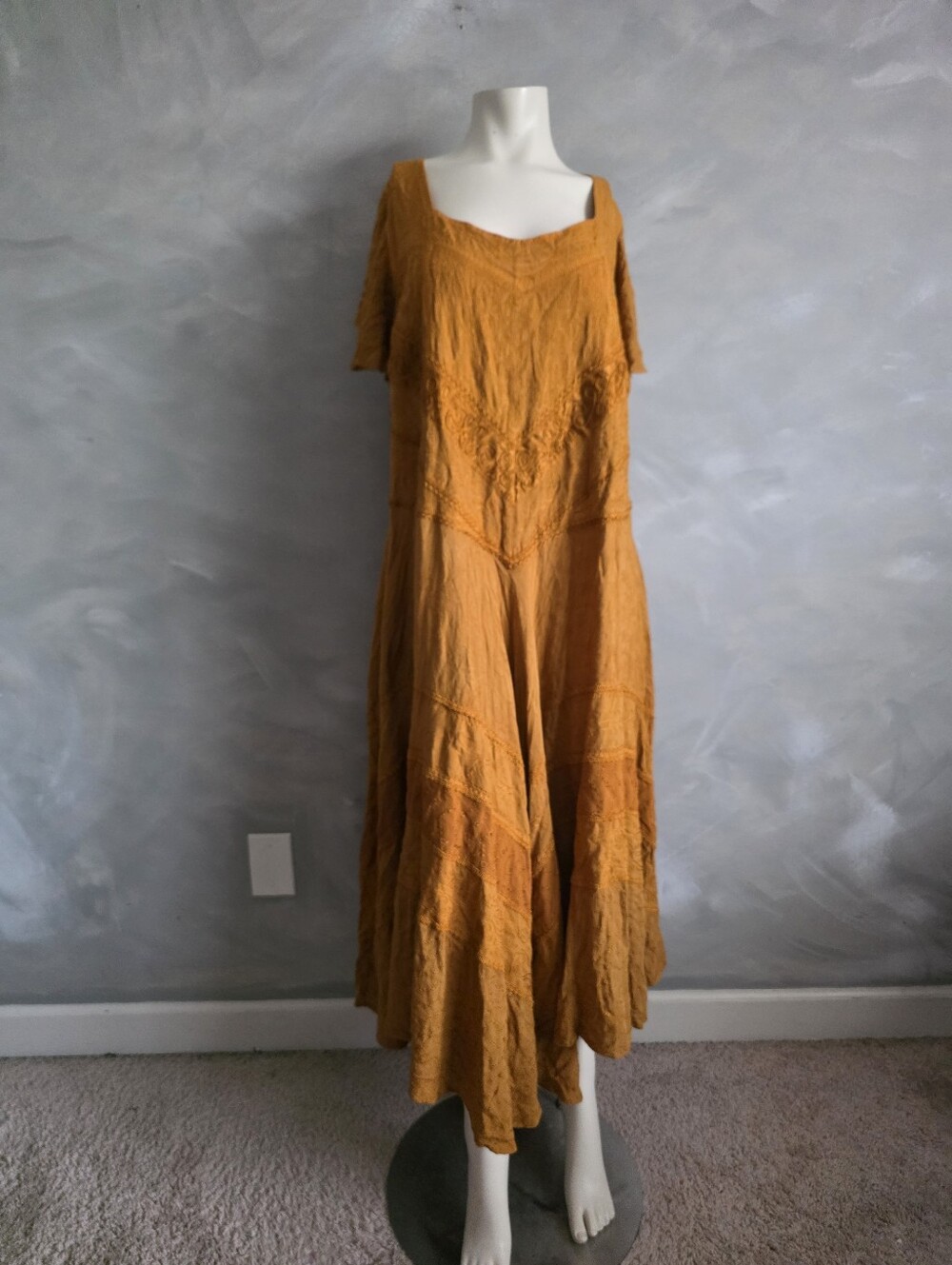 Holy Clothing Limited Marigold Yellow Isolde Boho Midi Dress Plus Size 4X